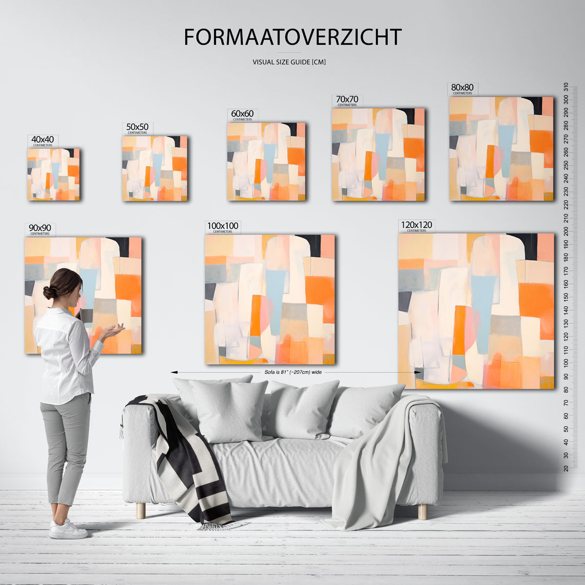 Abstracte vormen – vierkante muurposter met kleurrijke illustratie