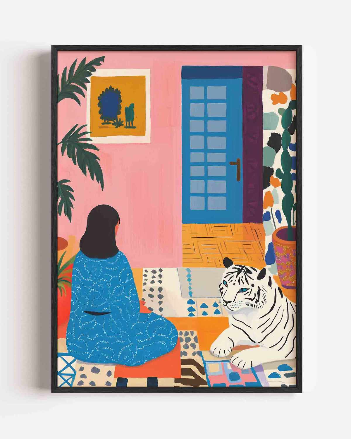 Vrouw met tijger – moderne portret poster als wanddecoratie