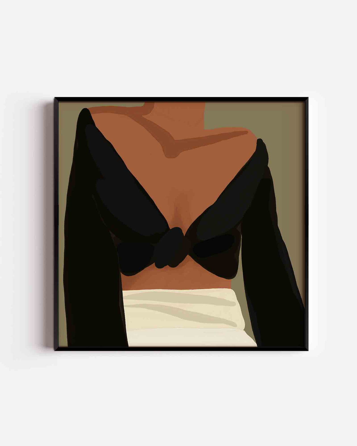Vrouw in zwarte top – kleurrijke illustratie poster als wanddecoratie