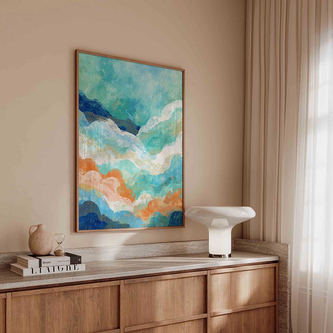 Golvende vormen – abstracte poster in staand formaat