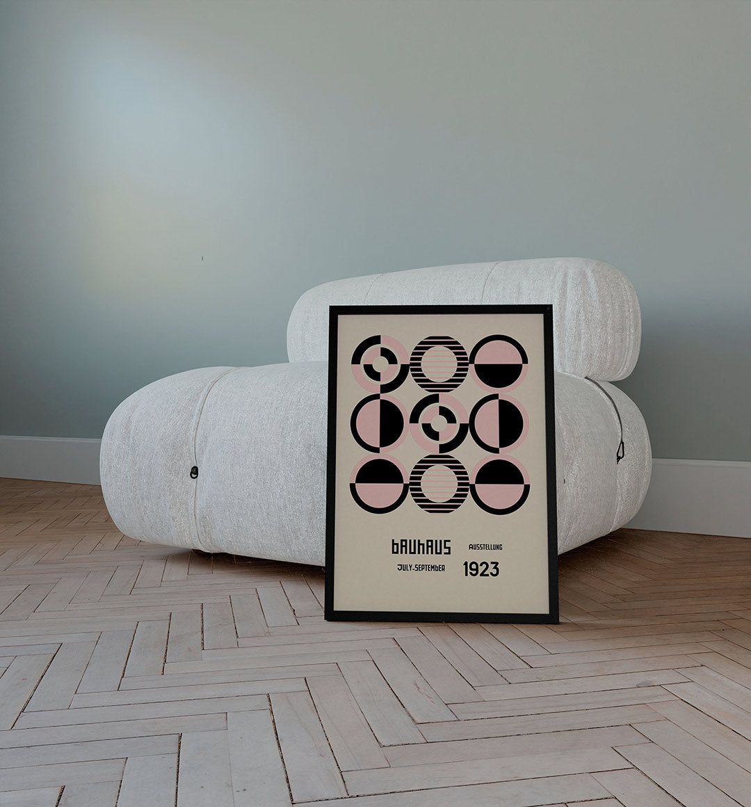 Cirkelpatroon en tekst – staande Bauhaus poster voor aan de muur