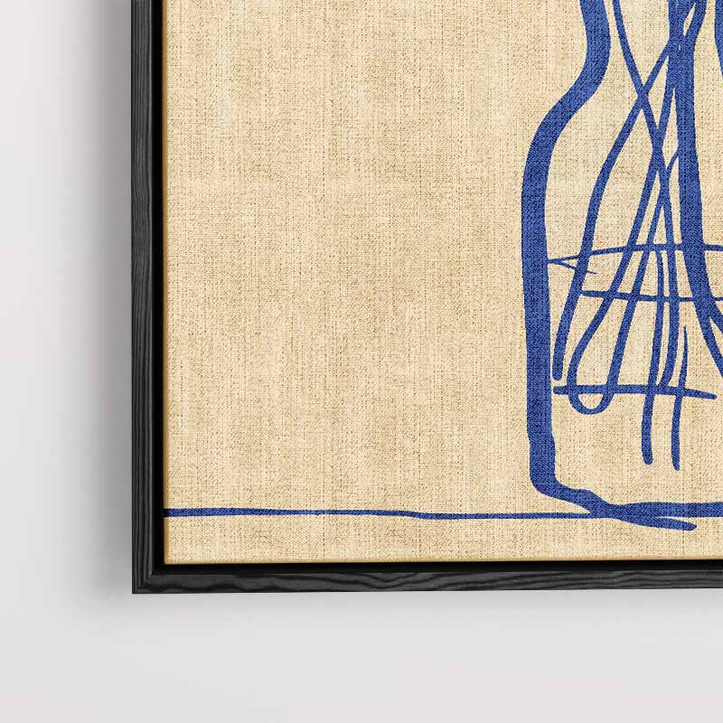 Blauwe Bloemen in Flessen Schilderij – canvas wanddecoratie in portret formaat