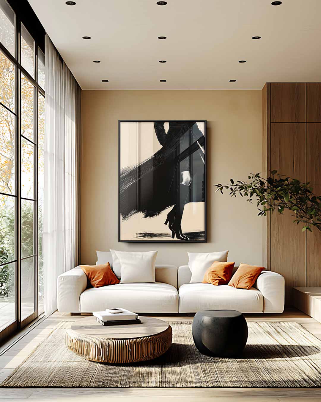 Elegante Schaduw in Beweging – modern portret kunstwerk van WallArtistic
