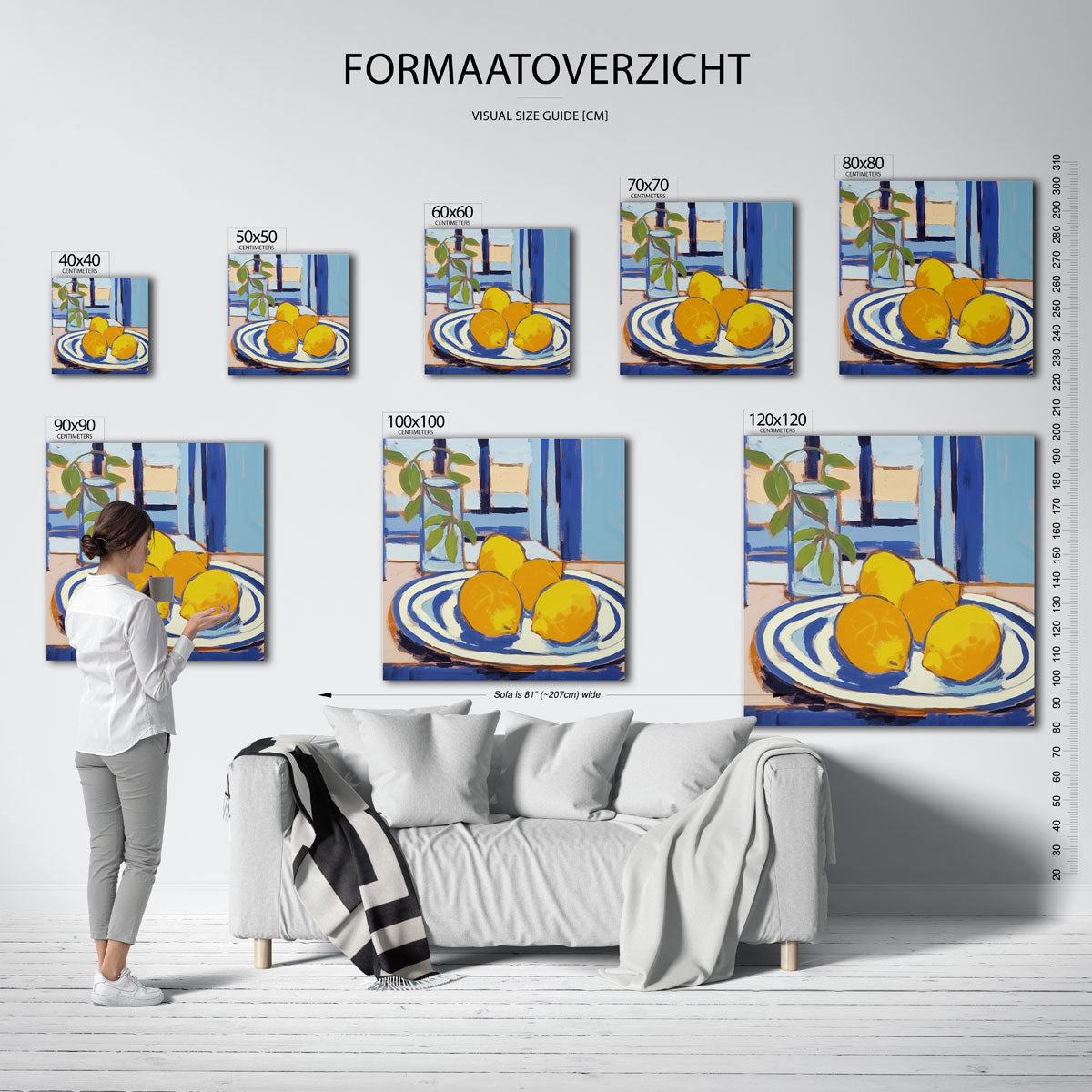 Citroenen op tafel – vierkante muurposter voor keuken of eethoek