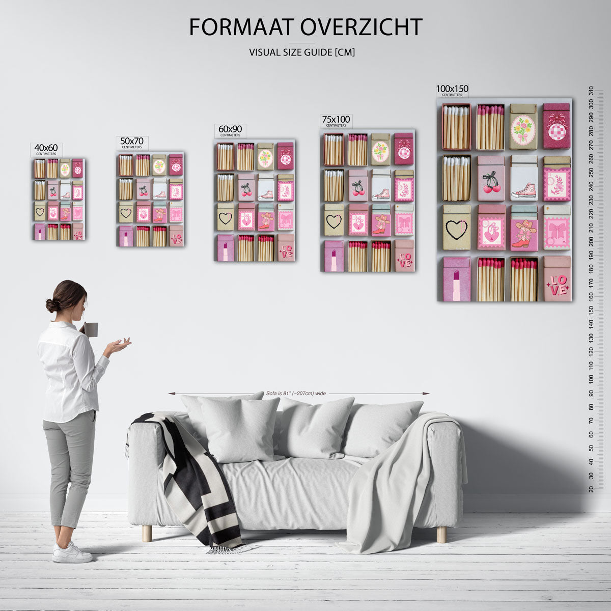 Speelse lucifersdoosjes – staand wanddecoratie kunstwerk