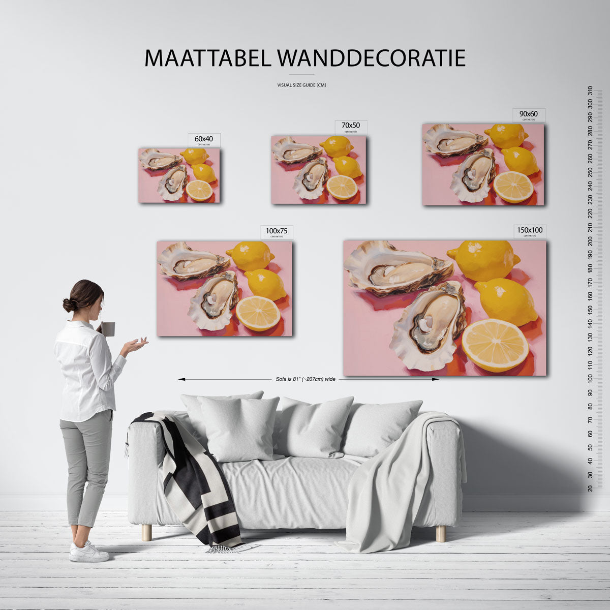 Oesters en citroenen – kunstwerk op canvas, dibond of plexiglas