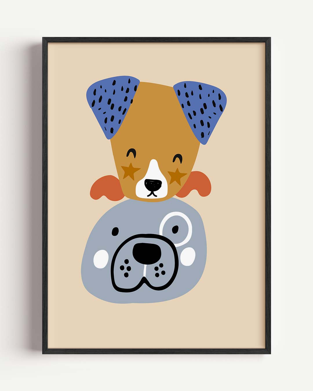 Vrolijke Vriendjes Hondenposter – kids portret poster als wanddecoratie