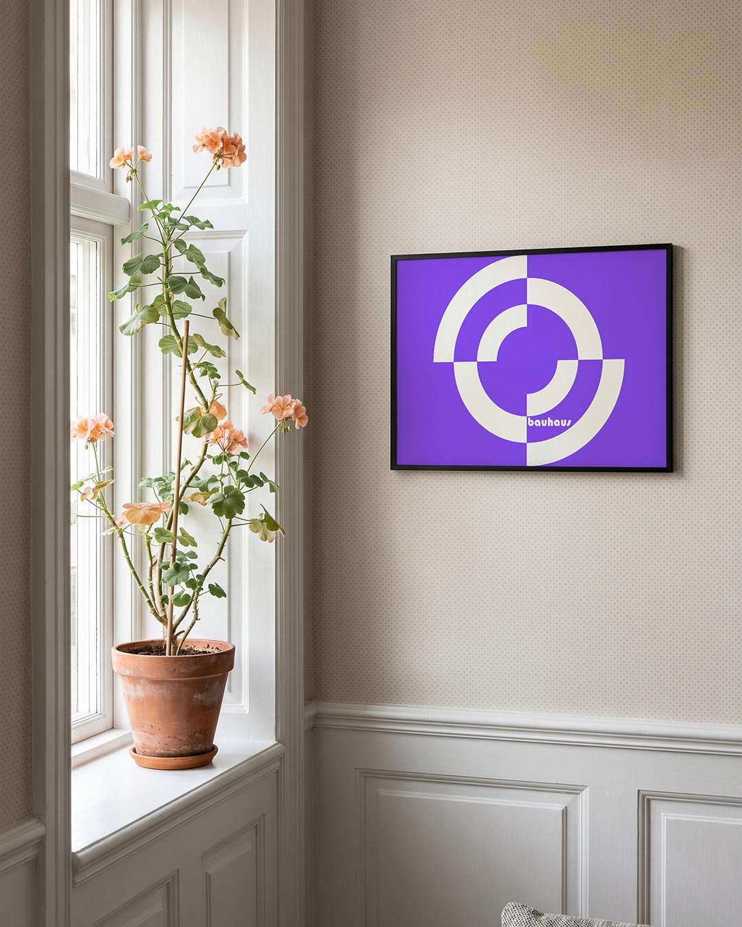 Cirkelvormen en lijnen – liggende Bauhaus poster voor aan de muur
