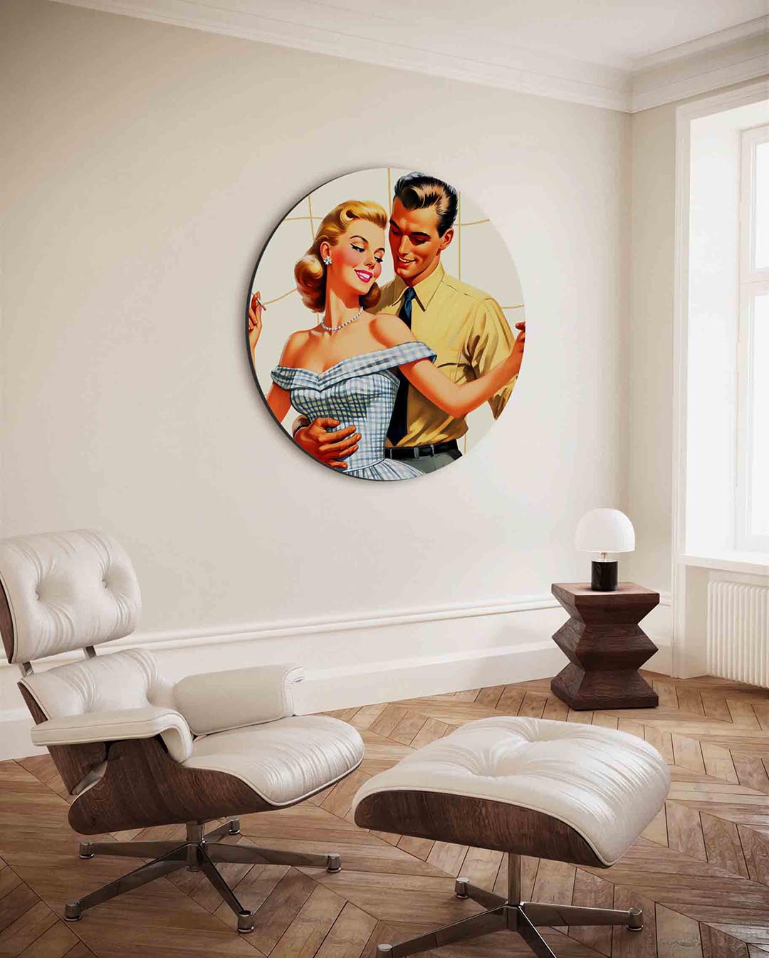 Dansend koppel – ronde Pop Art wanddecoratie van WallArtistic