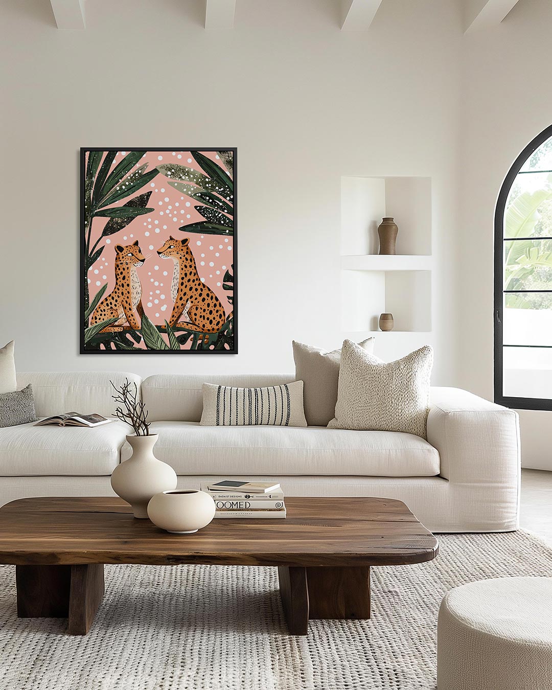 Luipaarden en bladeren – staand wanddecoratie kunstwerk