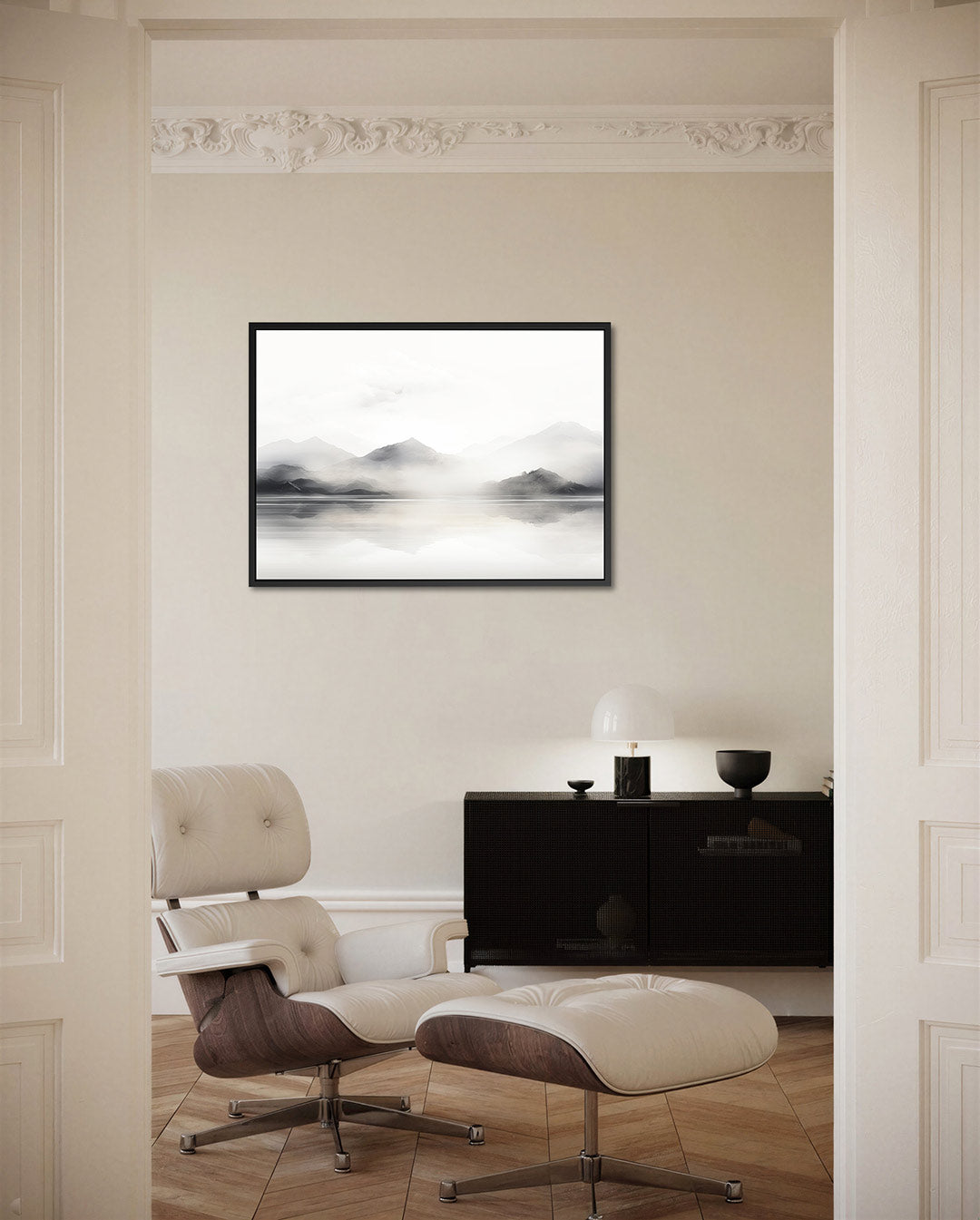 Mistige bergen – liggende wanddecoratie
