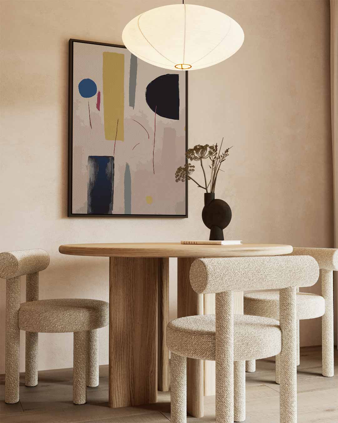 Abstracte Vormen in Balans – kunstwerk met zwarte baklijst