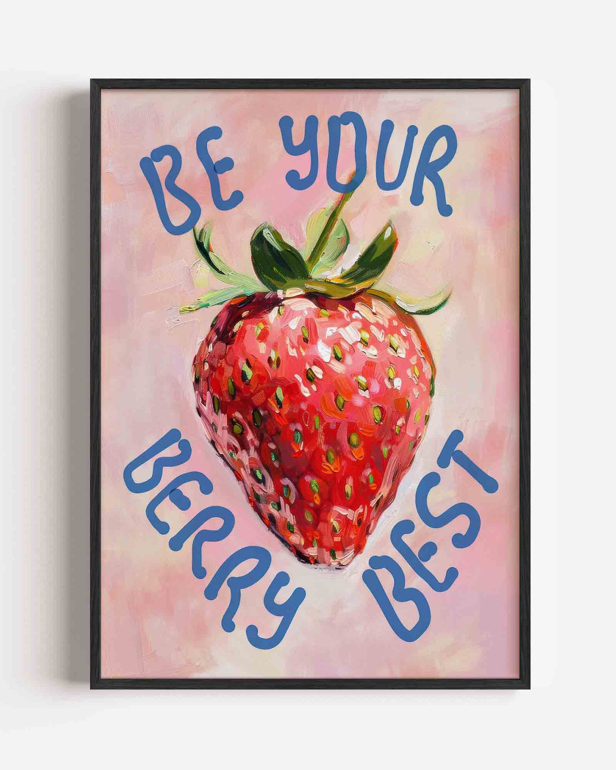 Aardbei met tekst – kleurrijke illustratie portret poster als wanddecoratie