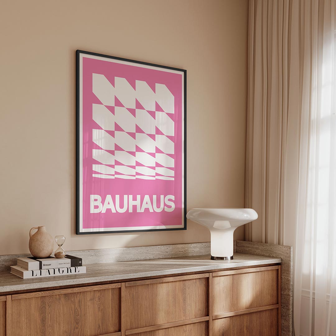 Vormritme en kleur – geometrische Bauhaus poster in staand formaat