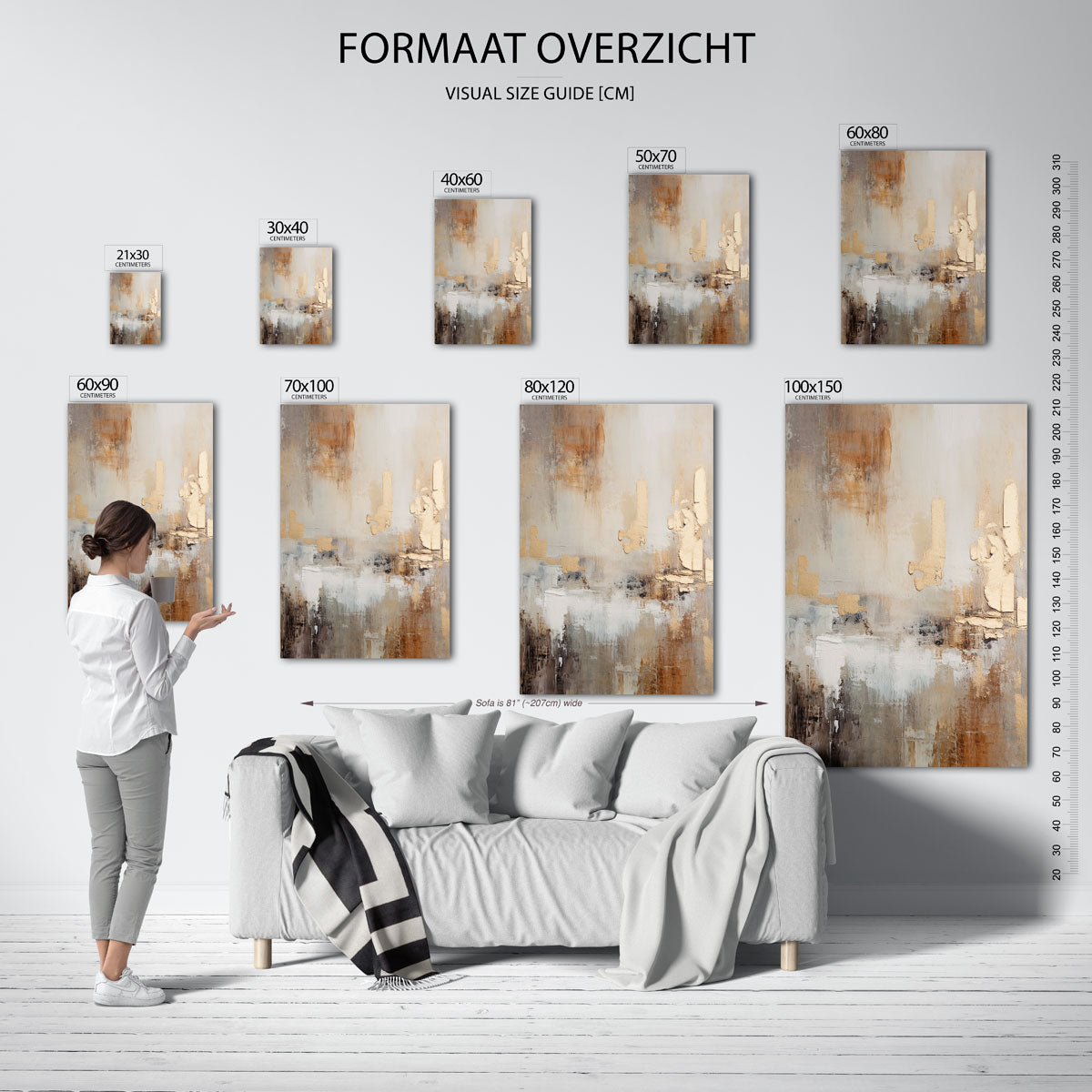 Abstracte beige en bruine textuur – staande muurposter met abstracte texturen