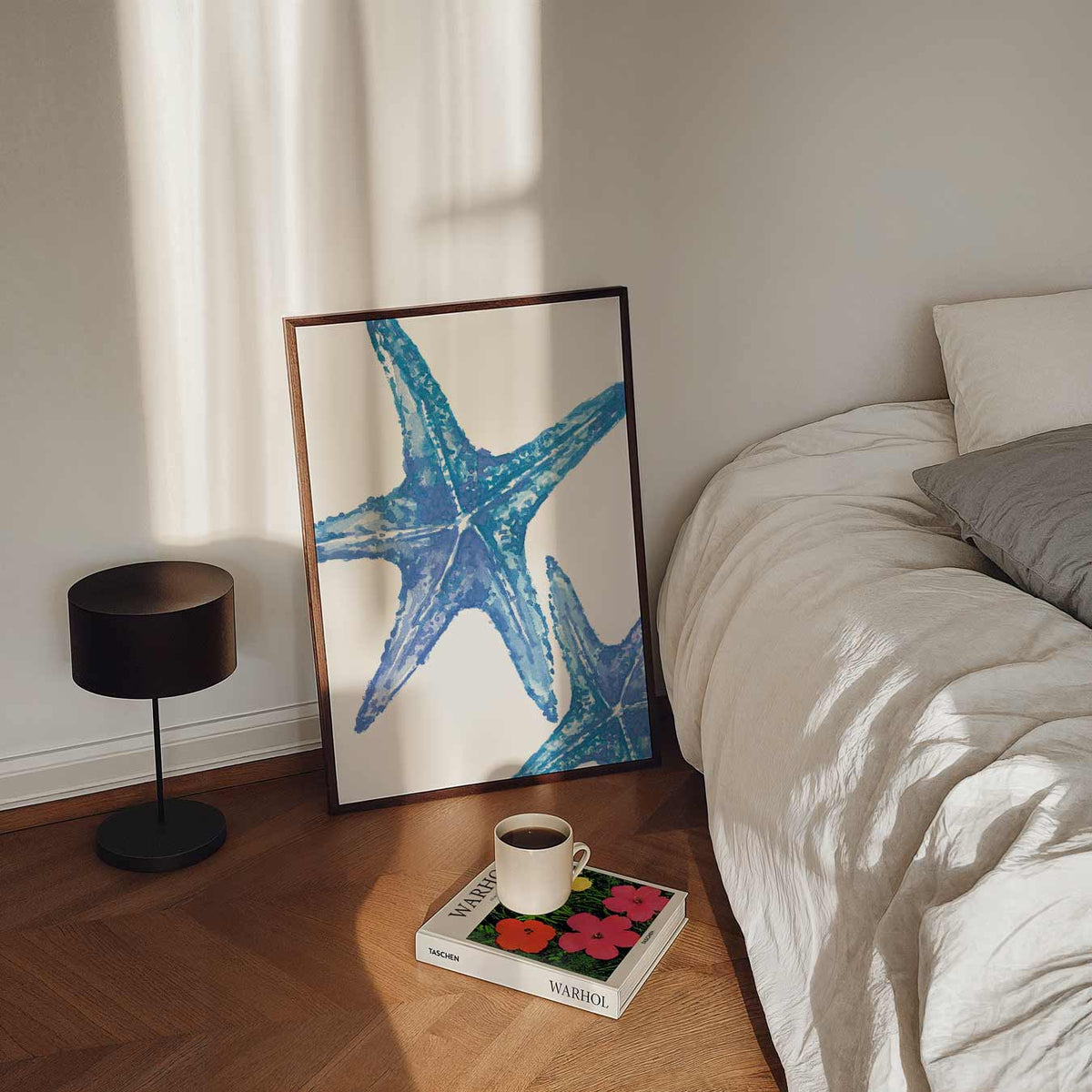 Blauwe Zeesterren – staande dieren wanddecoratie van WallArtistic