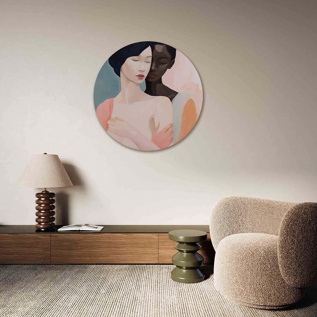 Abstracte – vrouwelijk portret muurcirkel als wanddecoratie