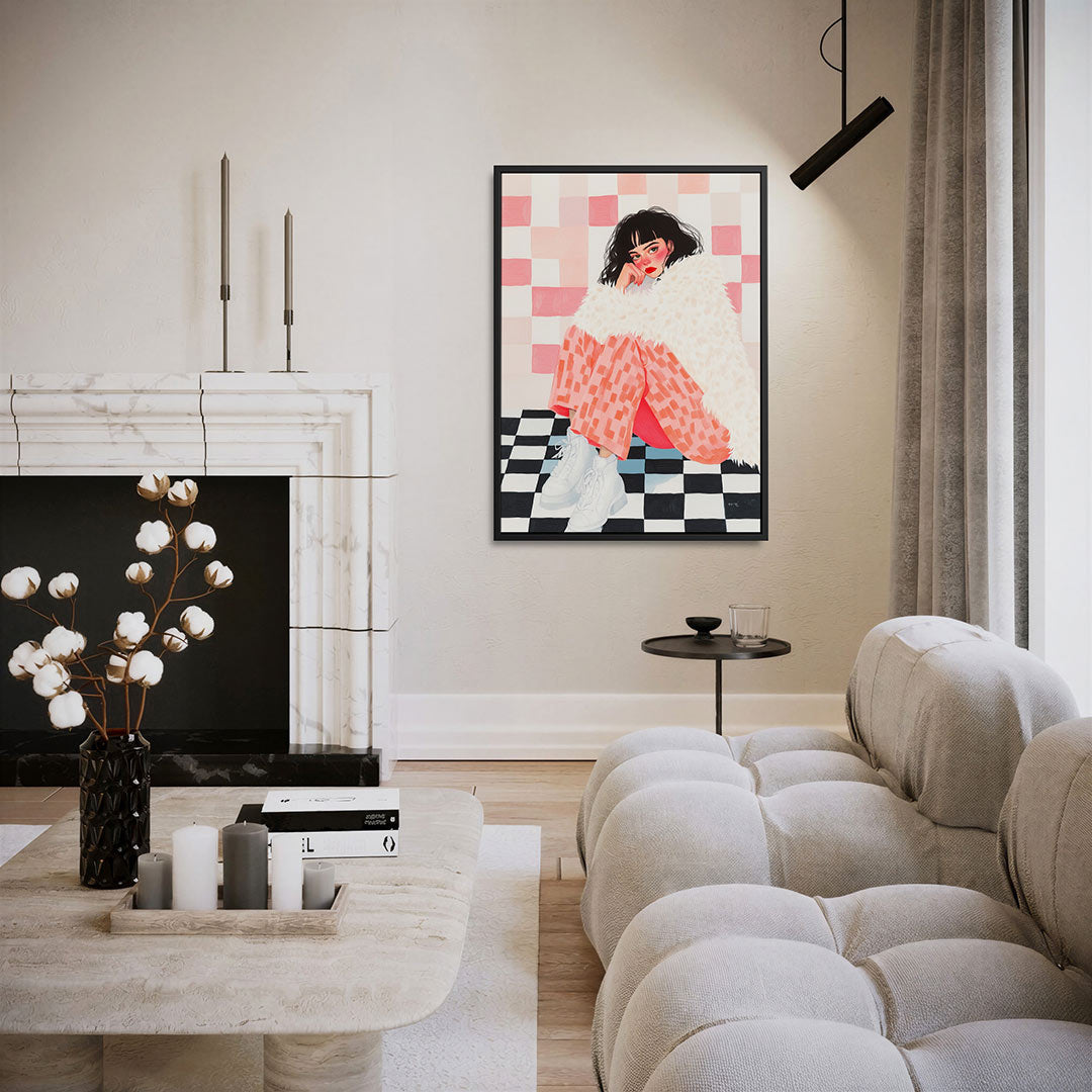 Vrouw in patroon – moderne staande wandkunst