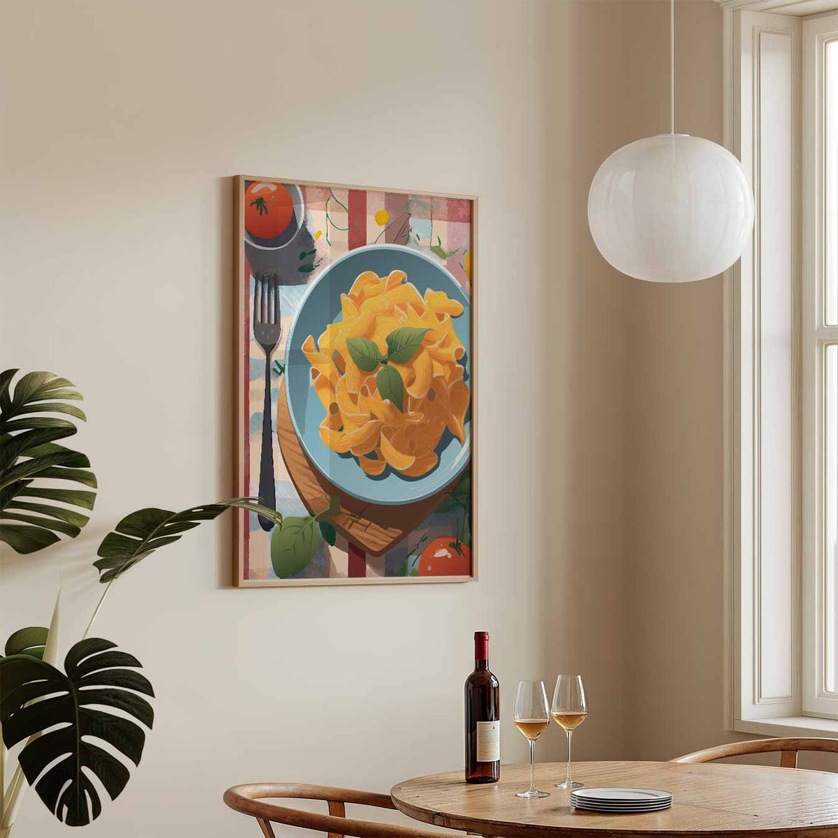 Vrolijke Italiaanse Pasta – staande keuken wanddecoratie van WallArtistic
