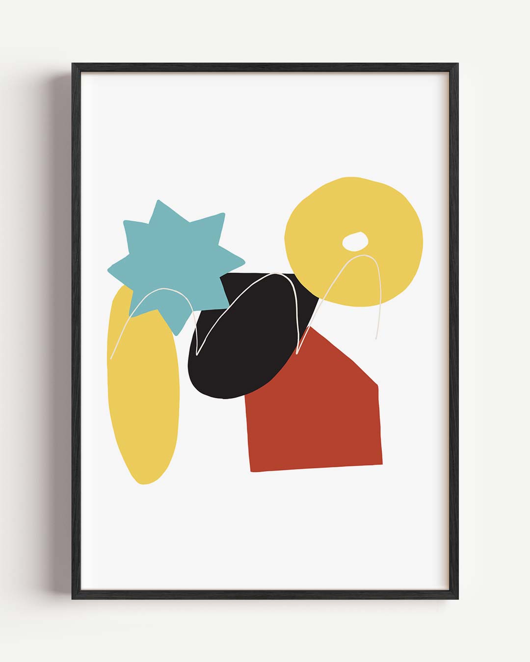 Vrolijke Geometrische Abstractie – kleurrijke abstracte portret poster als wanddecoratie