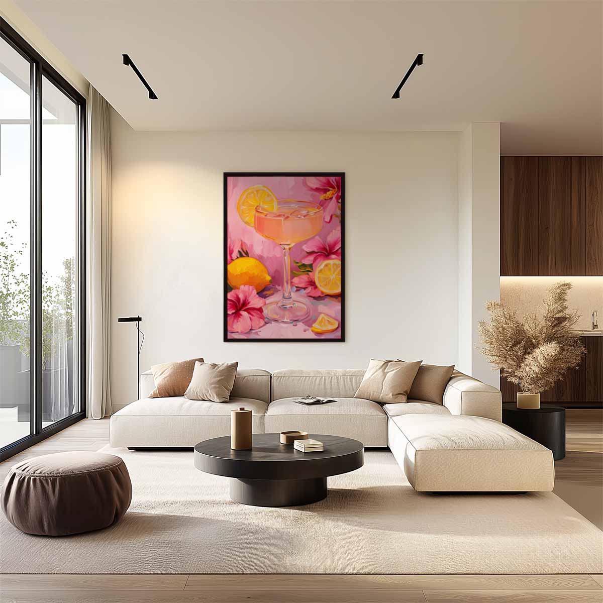 Zomerse Cocktail met Bloemen – staand kunstwerk voor modern interieur