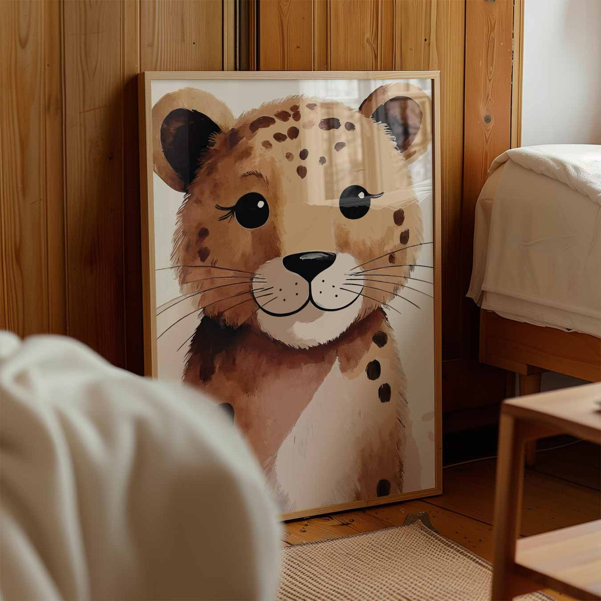 Schattige Baby Luipaard – kinderposter in staand formaat