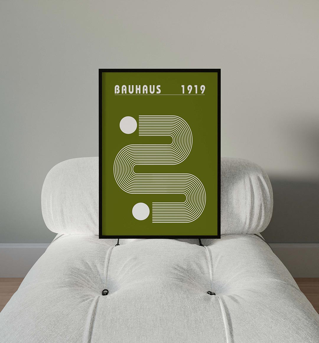 Lijnen en cirkel – moderne Bauhaus wandkunst als poster