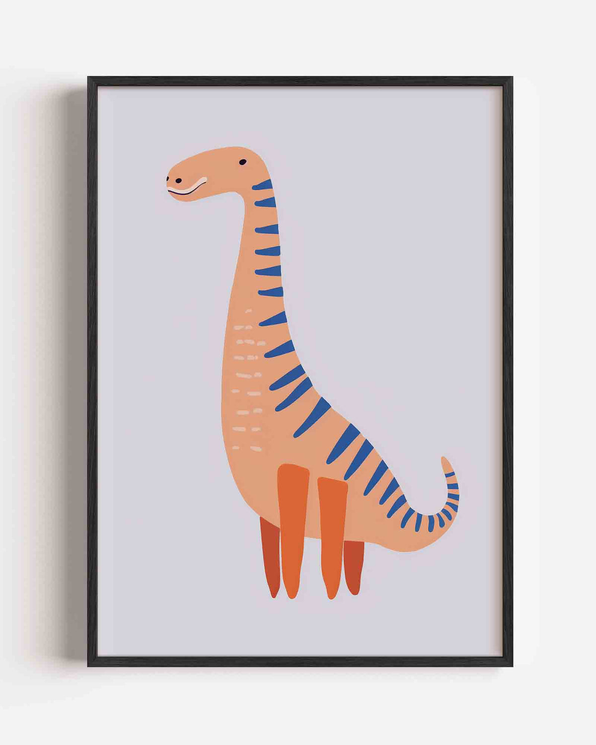 Dinosaurus met blauwe strepen – kids portret poster als wanddecoratie