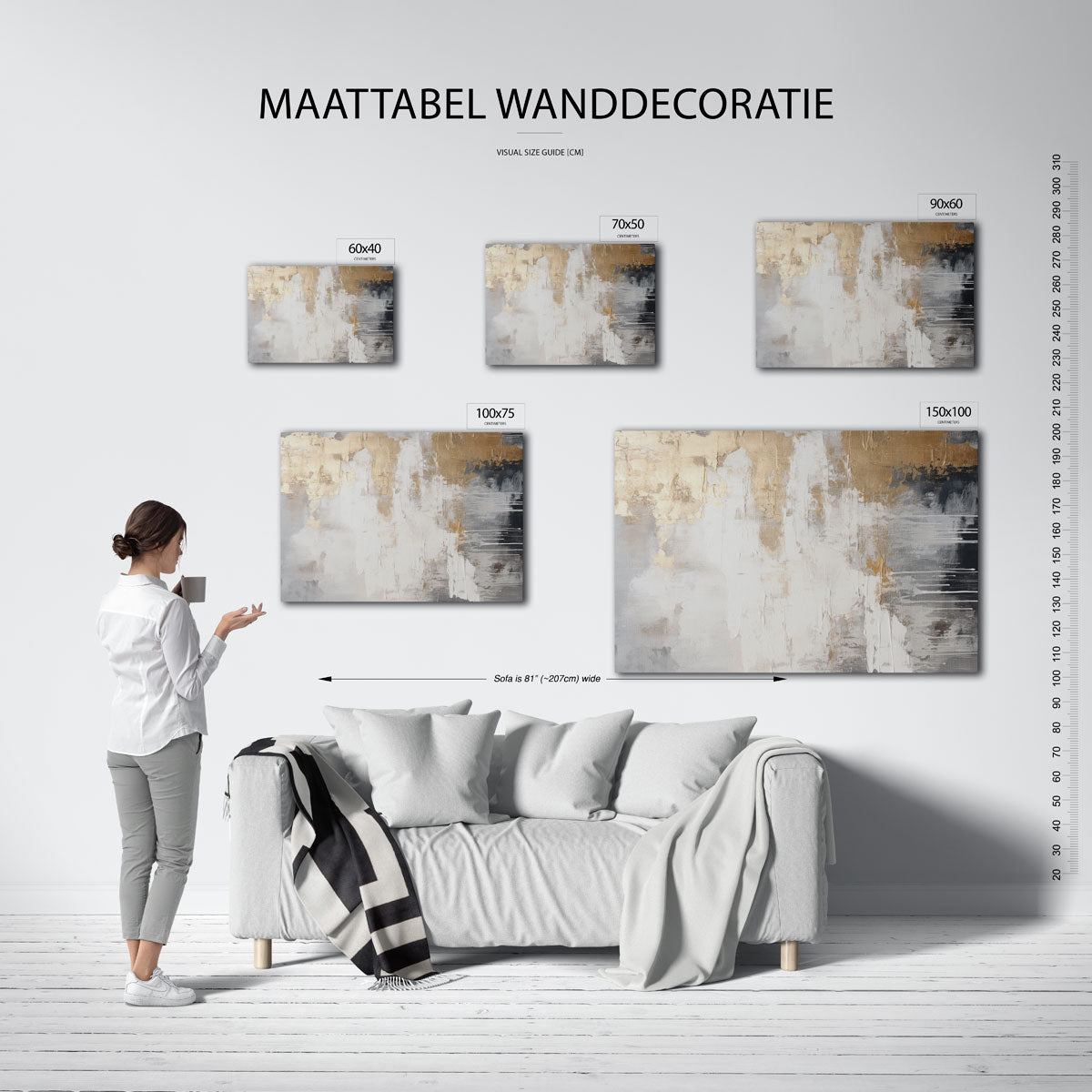 Gelaagde texturen – moderne liggende wandkunst