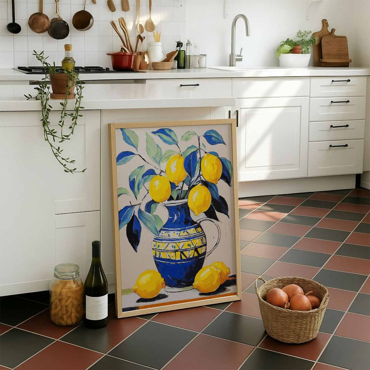 Vrolijke Citroen Stilleven – staande muurposter voor keuken of eethoek