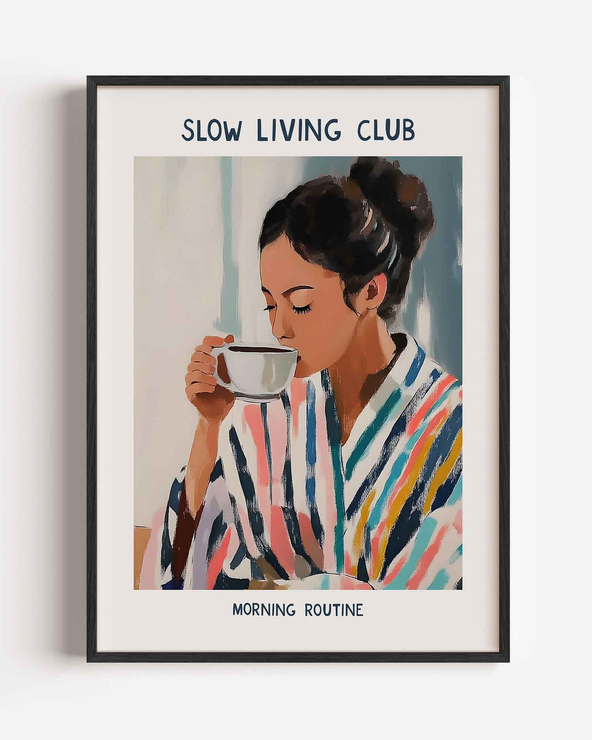 Vrouw met kopje – Aziatische portret poster als wanddecoratie