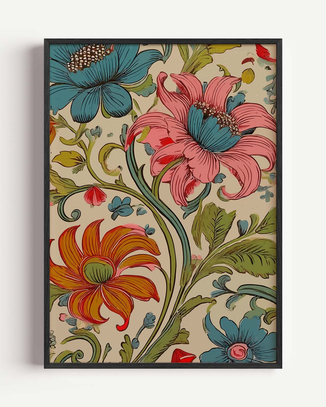 Bloemenpracht Wandposter – kleurrijke abstracte portret poster als wanddecoratie