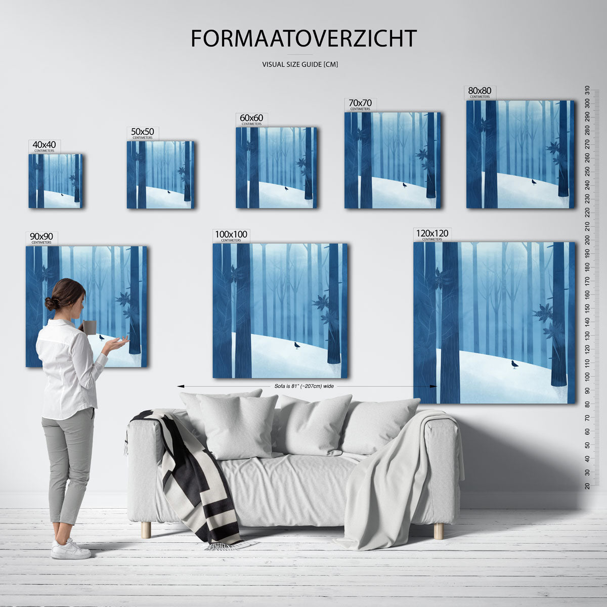 Boslandschap met vogel – vierkante muurposter voor de kinderkamer