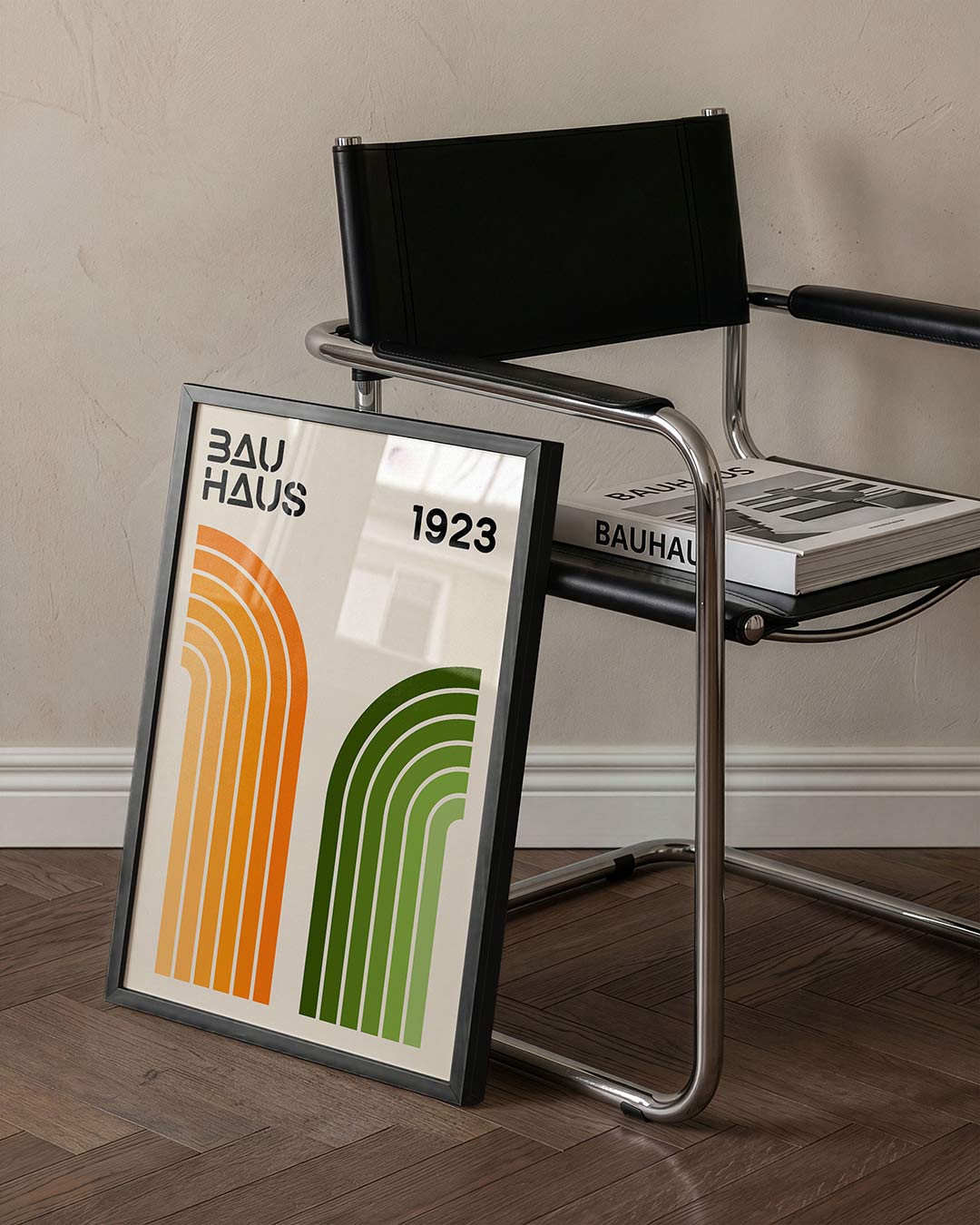 Kleurvlakken en lijnen – staande Bauhaus poster voor aan de muur