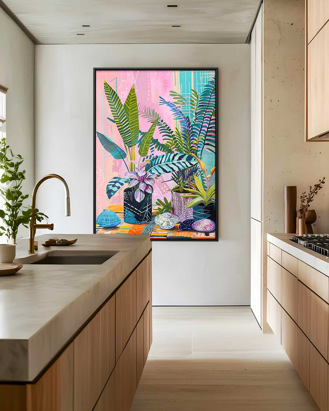 Tropische Planten in Kleurexplosie – modern portret kunstwerk van WallArtistic