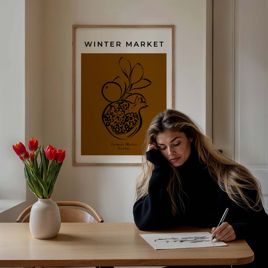 Winter Markt – culinaire wandkunst als portret poster