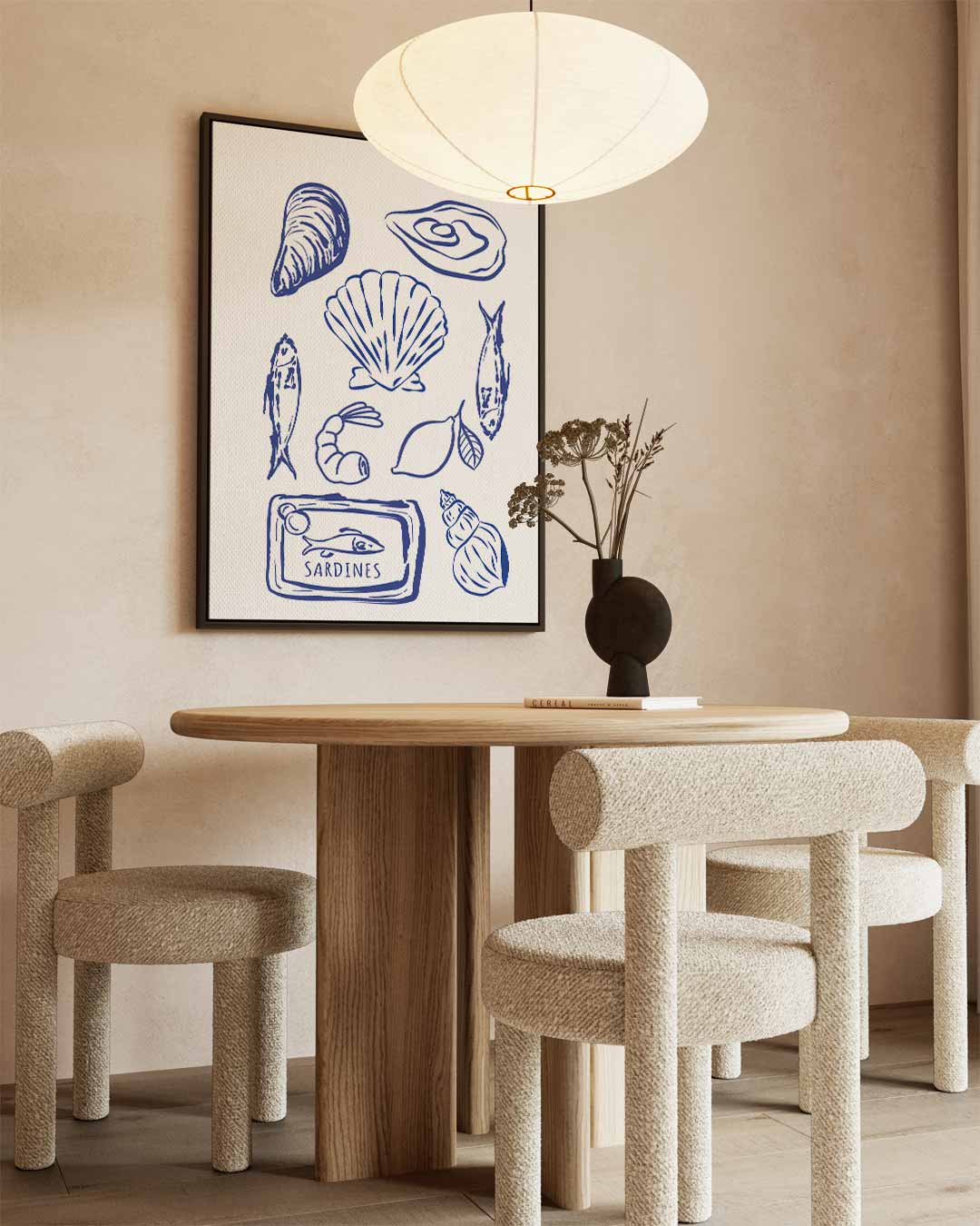 Maritieme Blauwe Schetsen – canvas wanddecoratie in portret formaat