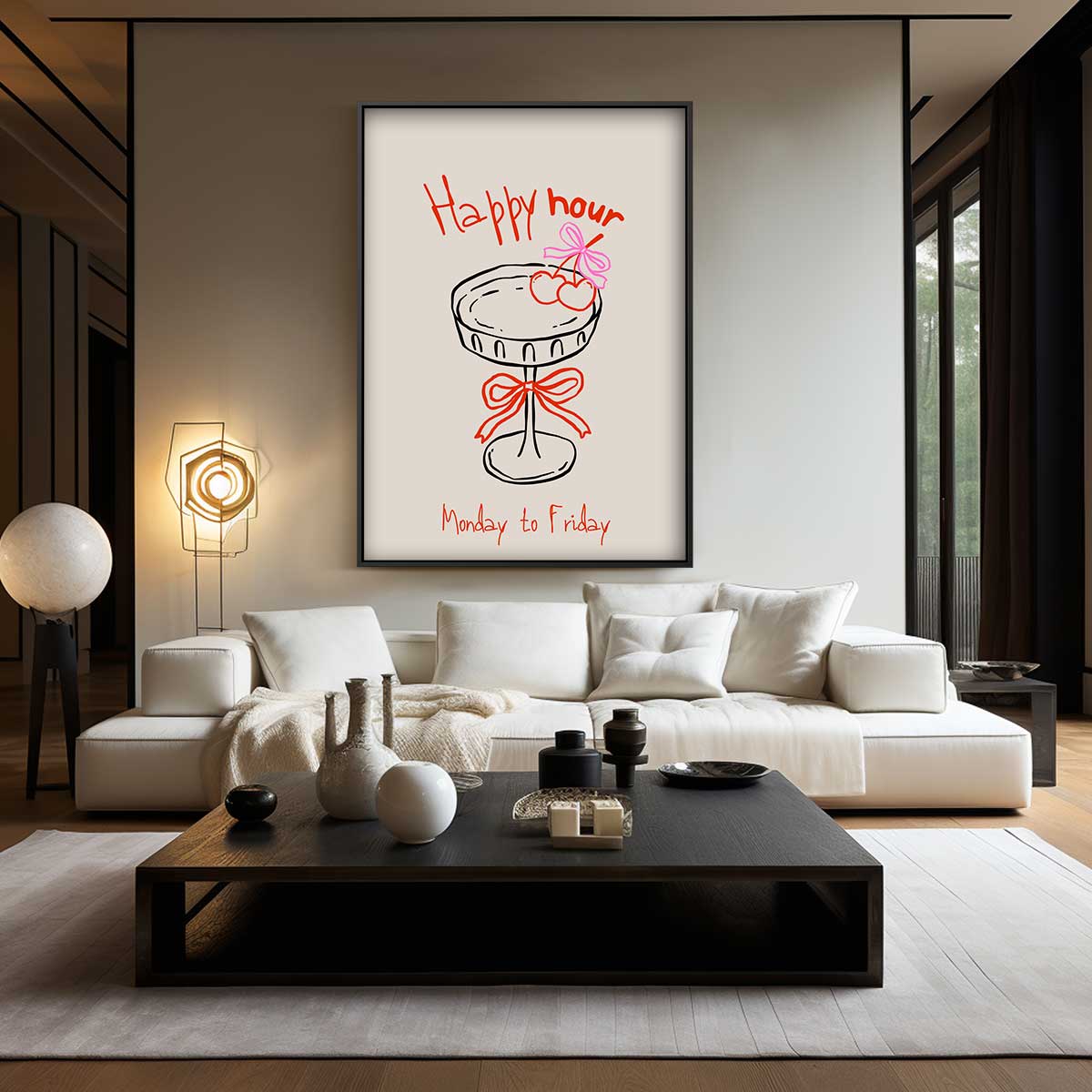 Happy Hour Illustratie – plexiglas wanddecoratie in portret formaat
