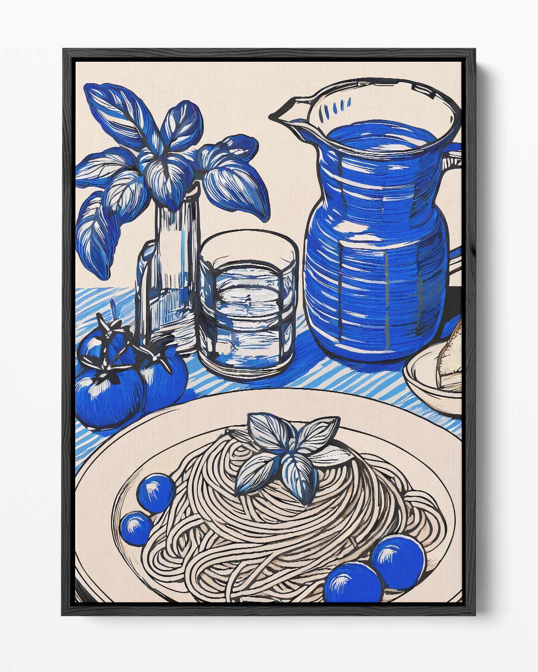 Blauwe Pracht in de Keuken – portret kunstwerk als wanddecoratie