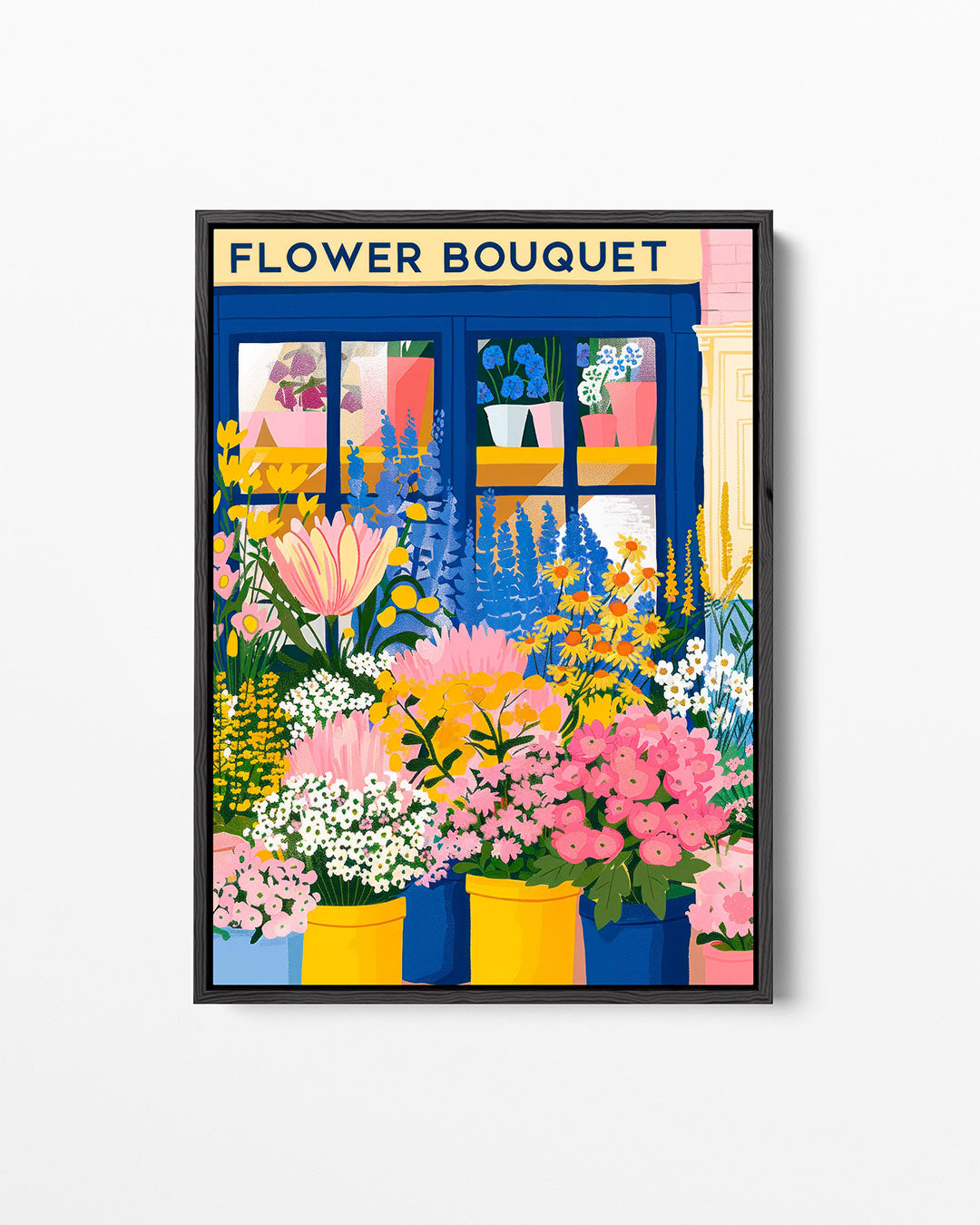 Bloemenwinkel illustratie – staand wanddecoratie kunstwerk