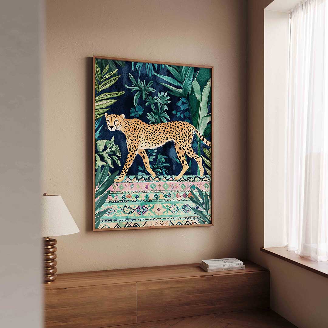 Luipaard in jungle – dierenillustratie als portret poster