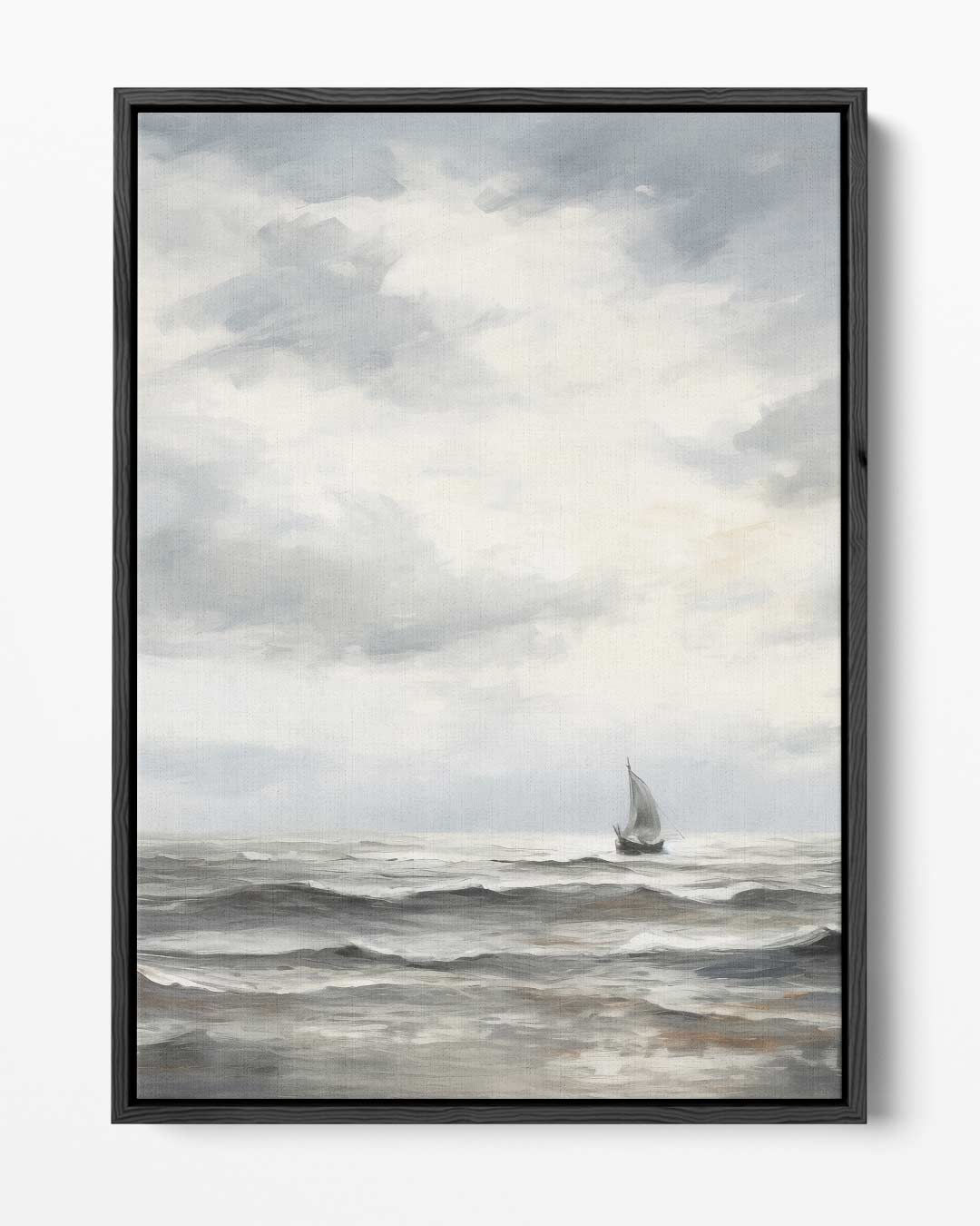 Eenzaam Zeilschip op de Woelige Zee – portret kunstwerk als wanddecoratie
