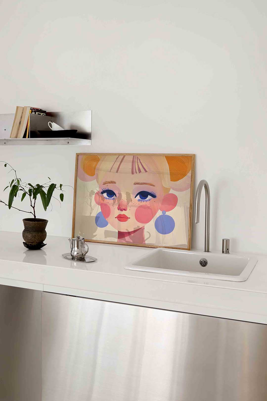 Portret met roze wangen – keukenposter in liggend formaat