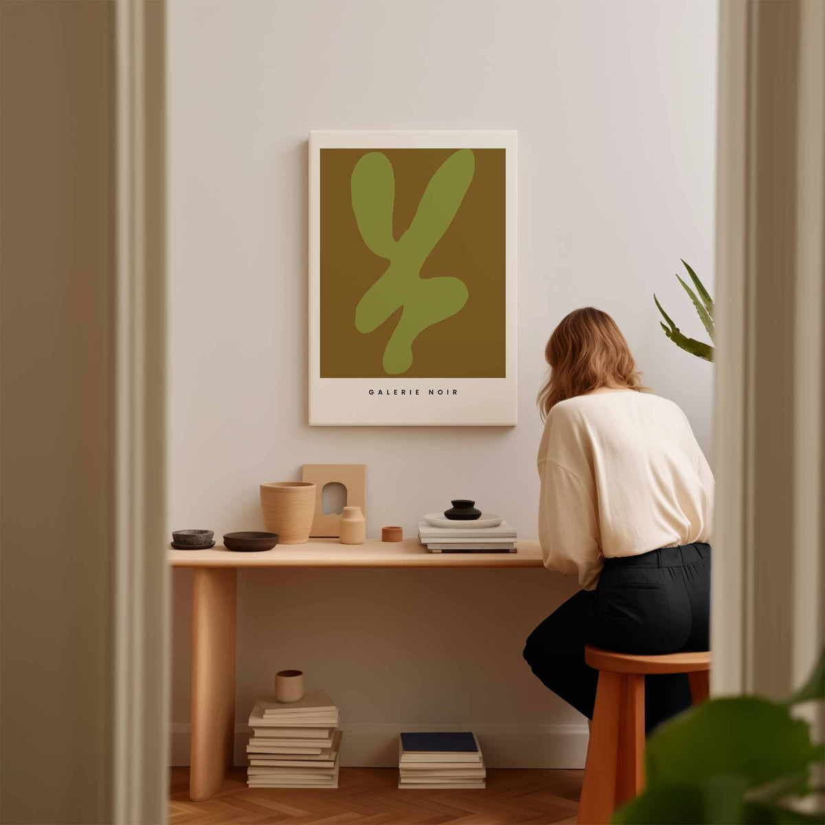 Organische Vormen in Groen – staand kunstwerk voor modern interieur
