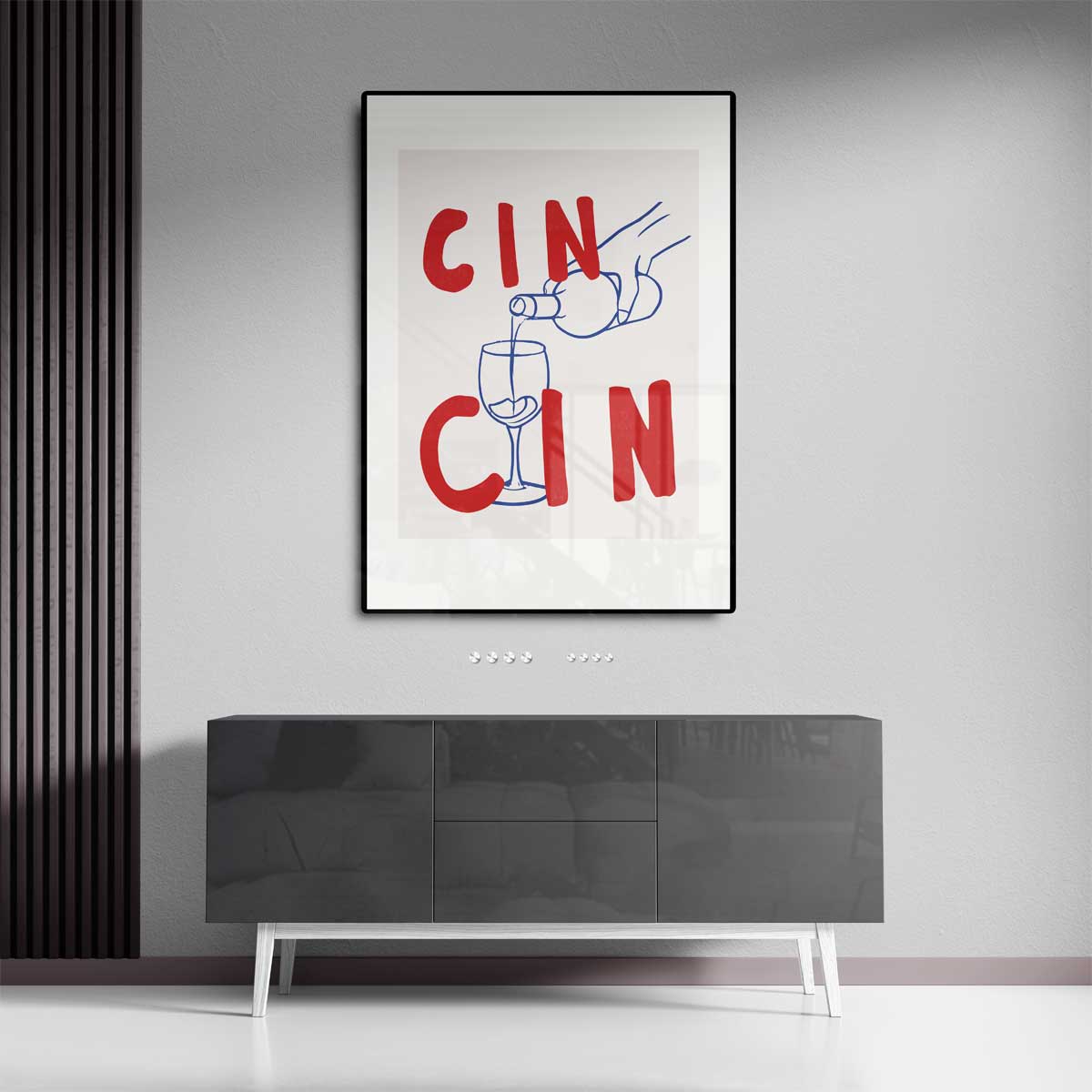 Cin Cin Illustratie – canvas kunstwerk als wanddecoratie