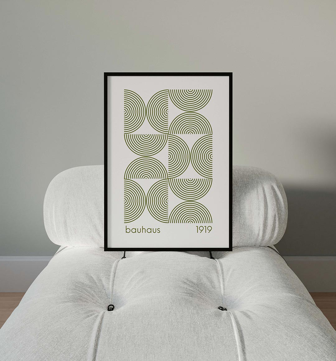 Cirkelritme en lijnen – moderne Bauhaus wandkunst als poster