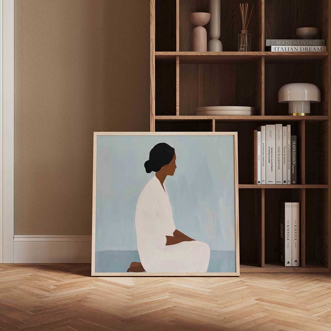 Zittende figuur – vierkante design wanddecoratie van WallArtistic