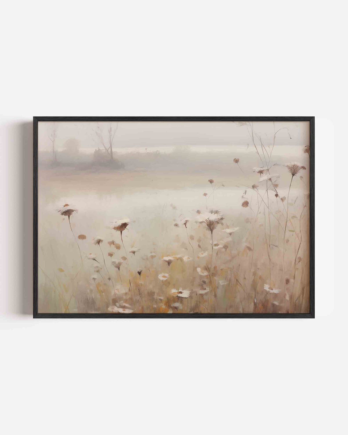 Bloemen in mist – kleurrijke abstracte landscape poster als wanddecoratie
