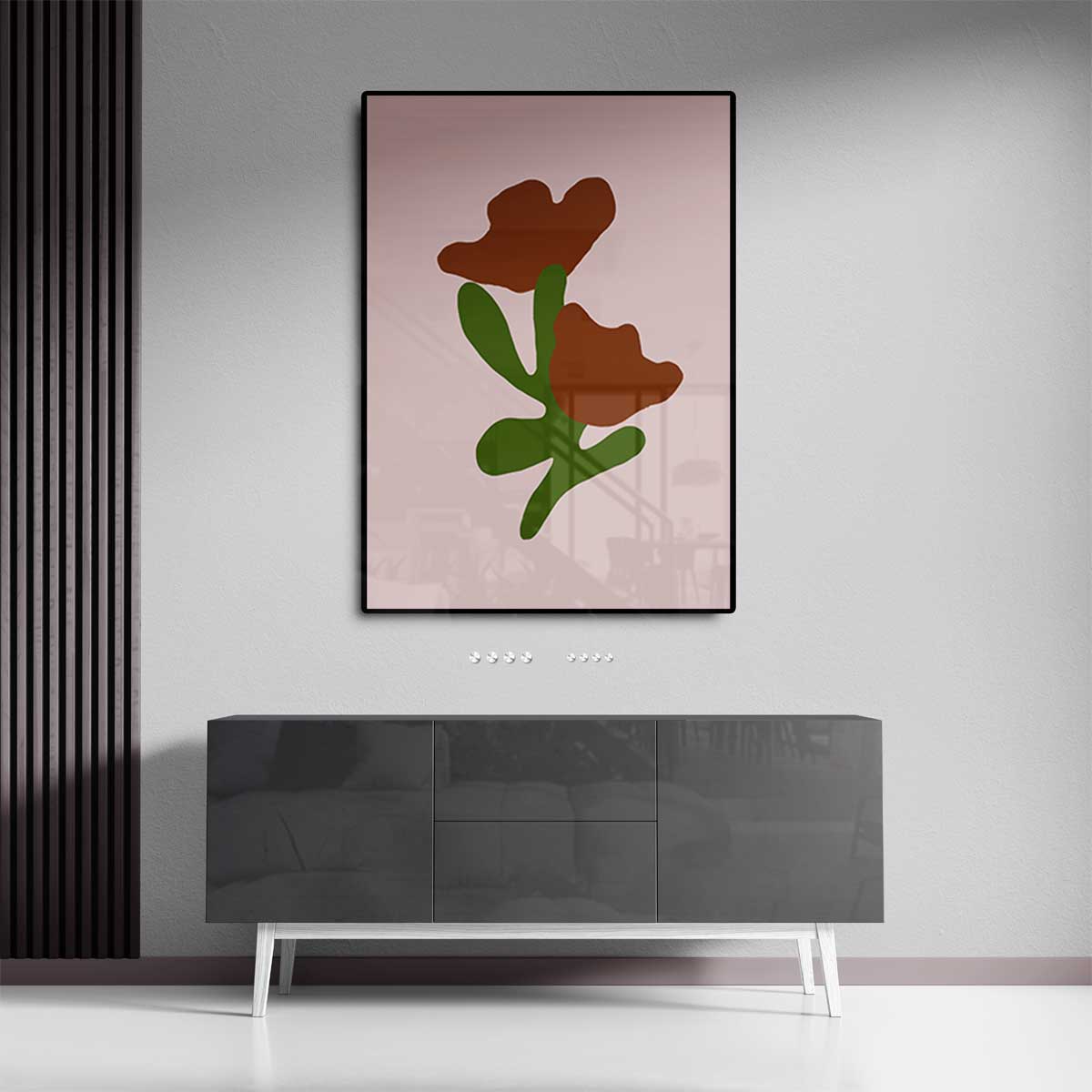 Bloemen in Abstracte Vormen – canvas wanddecoratie in portret formaat