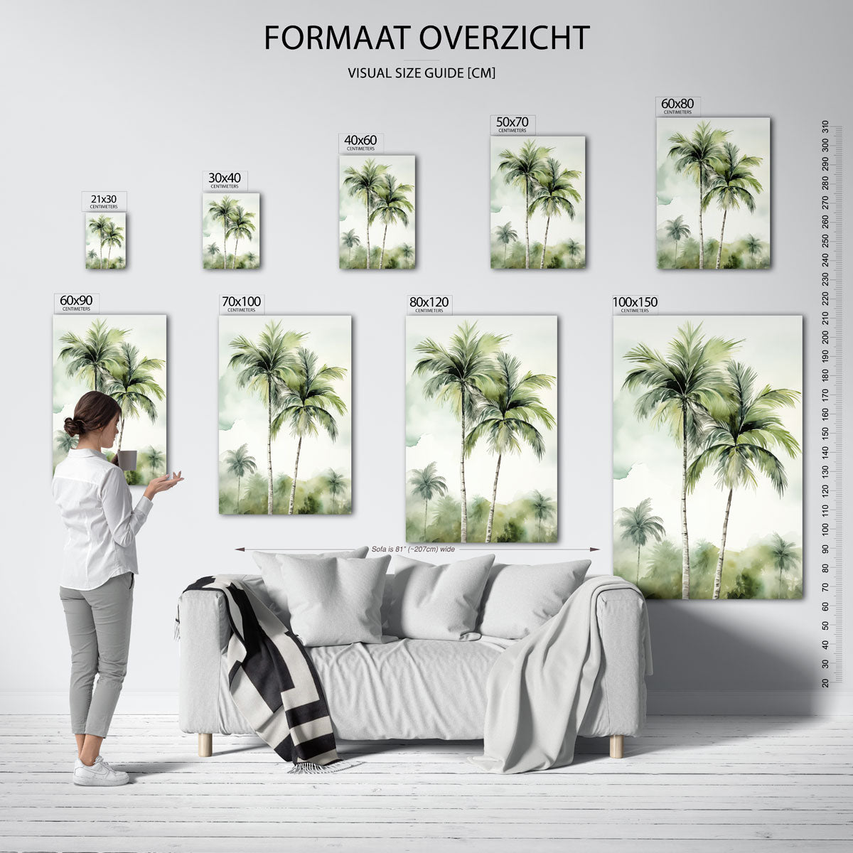 Tropische palmbomen – staande muurposter met jungle thema